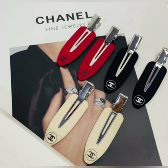 NIP CHANEL Beaute Red, Beige, and Black Hair Clip Trio - Picture 2 of 2